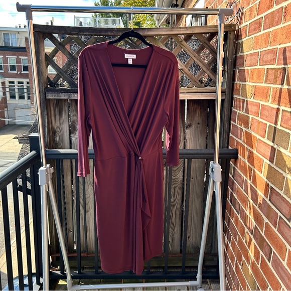 Charter Club Burgundy Faux-Wrap Dress XXL - Picture 1 of 6